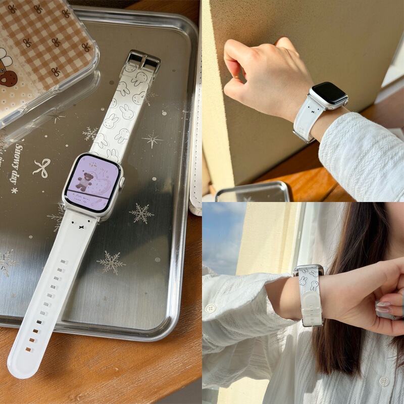 Miffy Rabbit Jelly Silicone Strap Is Suitable for Apple S10 Watch S11Iwatch9 New Model Applewatch8Se