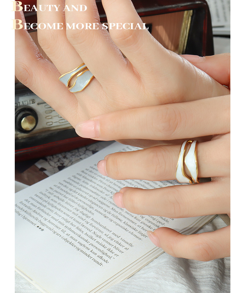 Simple Style Irregular Titanium Steel Enamel Plating Open Ring 1 Piece