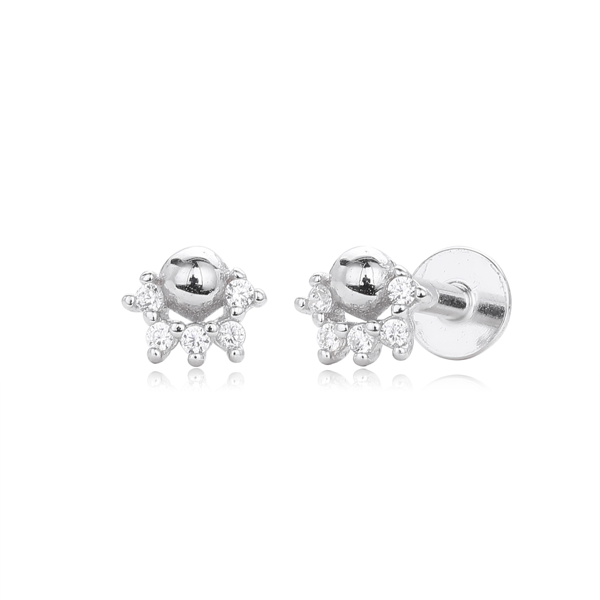 S925 Sterling Silver Round Zircon Nose Stud Piercing Jewelry_voghion.com