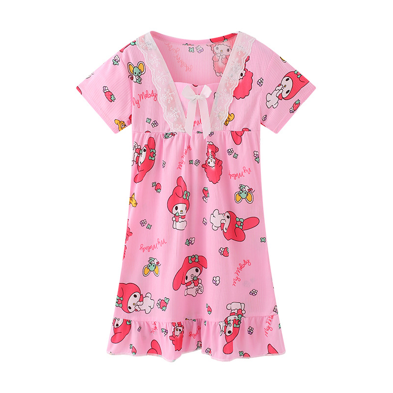 Pijama infantil princesa viento de verano nuevo pijama de niña manga corta Melody vestido de dibujos animados ropa para el hogar