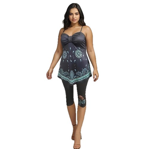European and American 2025 swimsuit one-piece swimsuit women's printed set