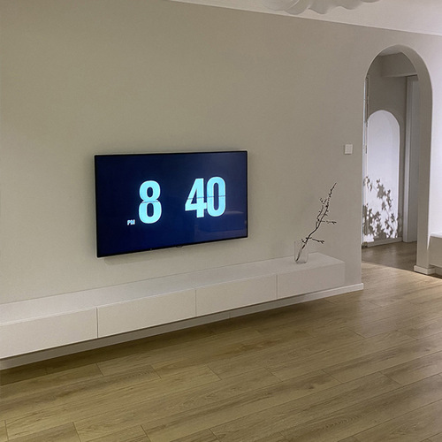 Wabi-sabi style simple suspended solid wood TV cabinet living room modern Japanese minimalist bedroom white wall-mounted TV