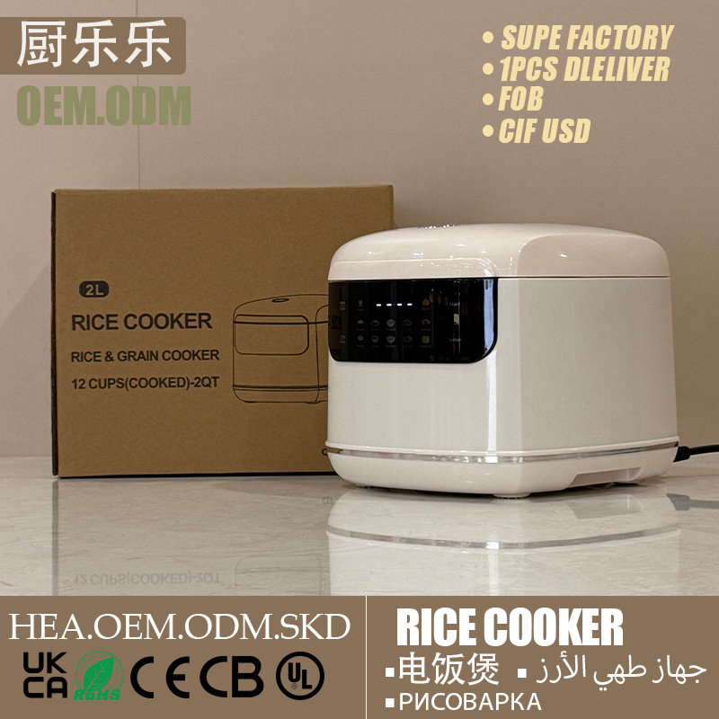Cross-Border European Standard 2L Rice Cooker with Smart Timer and Reservation Function, Multifunctional Steaming and Cooking All-In-One, Mini 110V