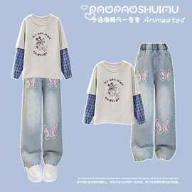 女童直筒牛仔裤春秋款2025新款儿童裤子女孩大童秋装阔腿裤初中生