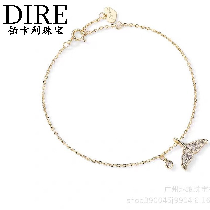 18K gold diamond fishtail full diamond bracelet little fairy sweet fish you love diamond bracelet factory direct sales