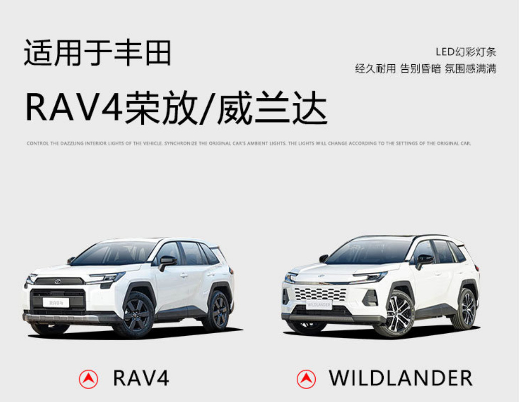 Suitable for 6Th Generation Rav4, 26 Models of Wildlander Door Bowl Lights, Ambient Lights, Welcome Atmosphere Lights, Interior Car Decoration Accessories