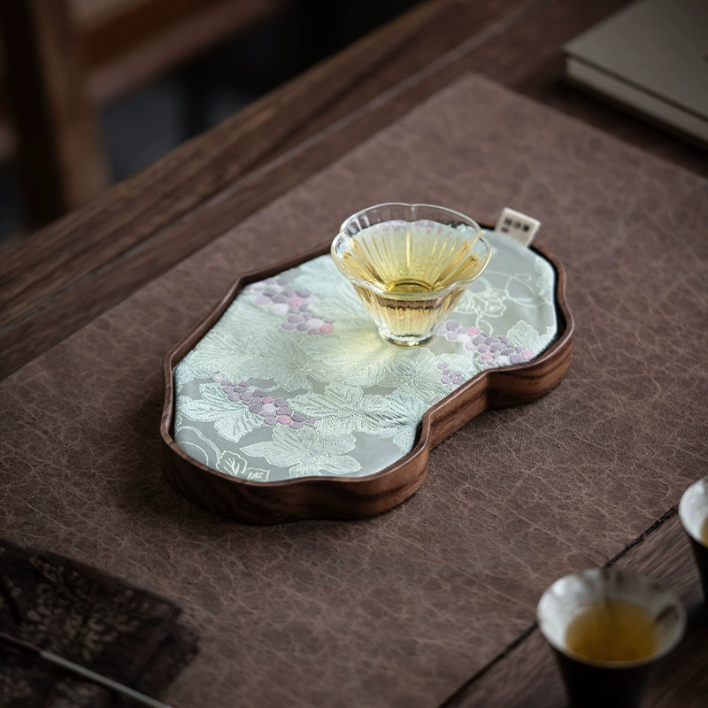 Стойка для чайных ложек? Но исходный: Walnut Wood Pot Dry Publisa Exquisite solid wood tea tray pallet One -person tea table high -end small tea mat