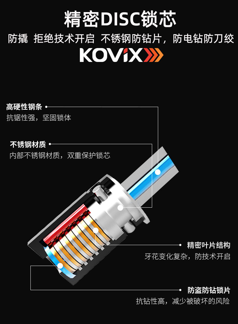 Motorcycle disc brake lock alarm lock brake disc anti-theft lock electric car lock bicycle lock waterproof