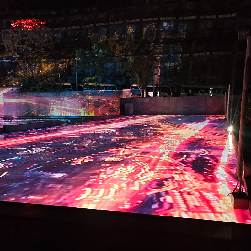 室内户外高清全彩led地面显示屏防水防潮地踩互动3d地砖屏