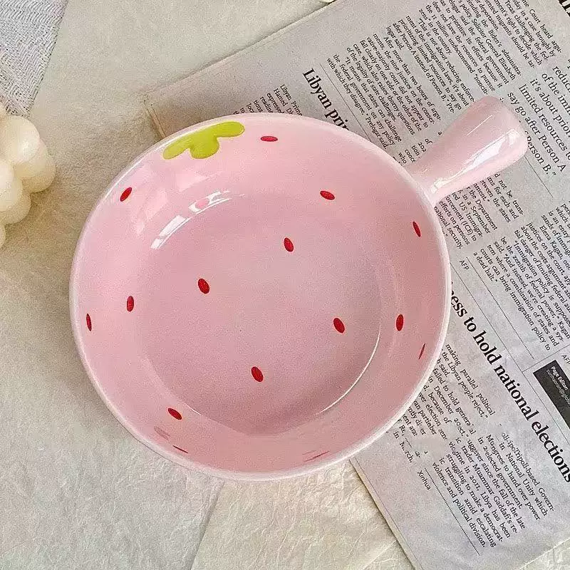 Качественная милая керамическая клубника-ручка для дома, столовая посуда, набор
