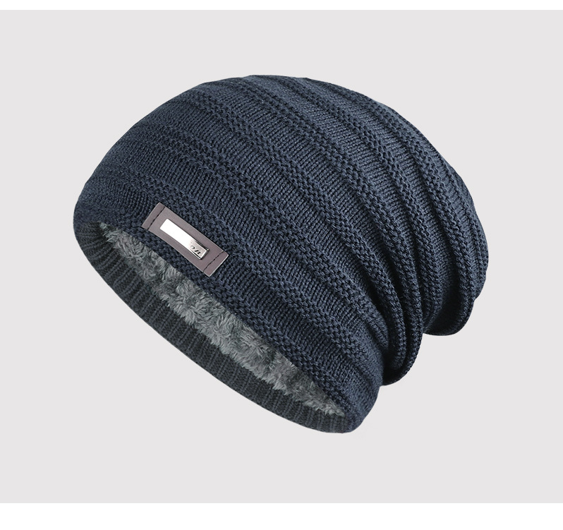 Cappello da uomo in maglia unisex, cappello alla moda con etichetta in ferro, cappello di lana, caldo e antivento, pullover_voghion.com