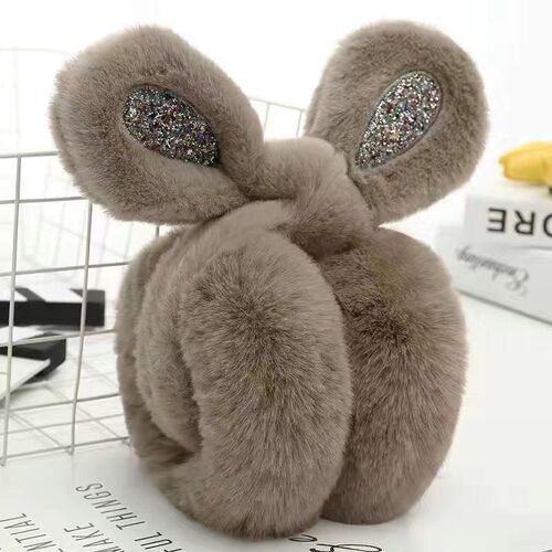 Autumn and winter earmuffs, warm foldable earmuffs, plush adult ear warmers, female cute imitation rabbit fur thickening