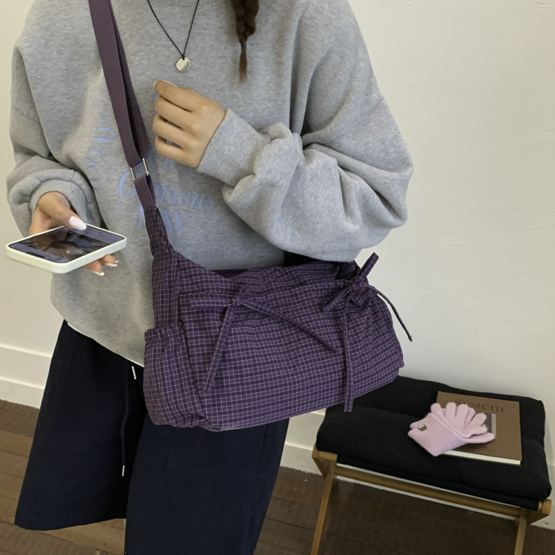 蝴蝶结格纹紫色