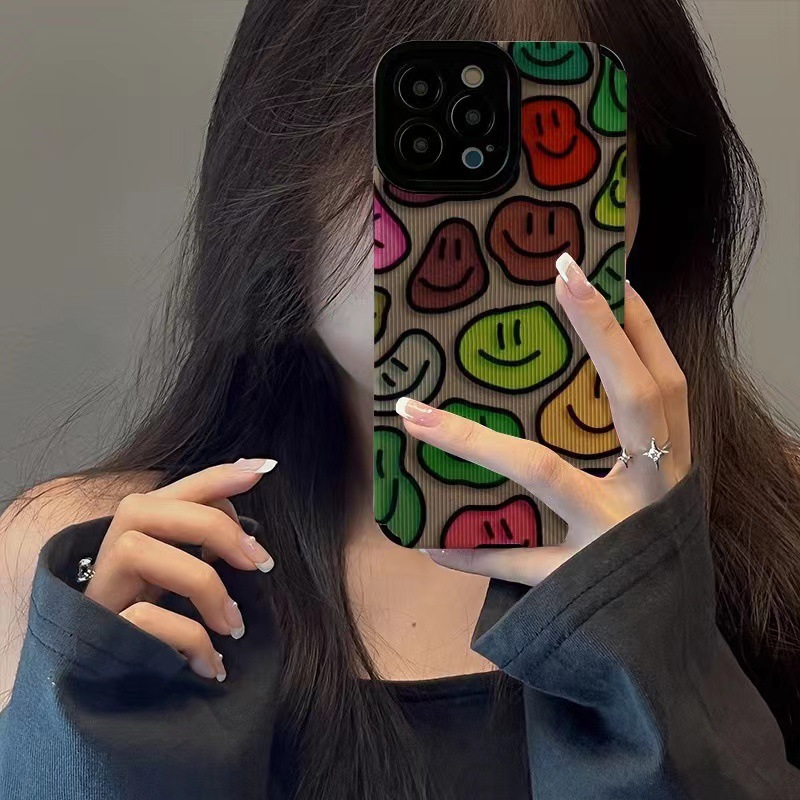 Samsung A53 Phone Case Minimalist Colorful Smiling Face Design_voghion.com