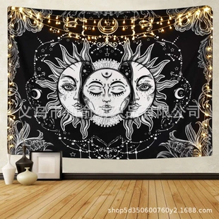 Tapestry solar-powered wall hanging, 95×73–180×230 cm sizes, lightweight decorative cloth with LED lights