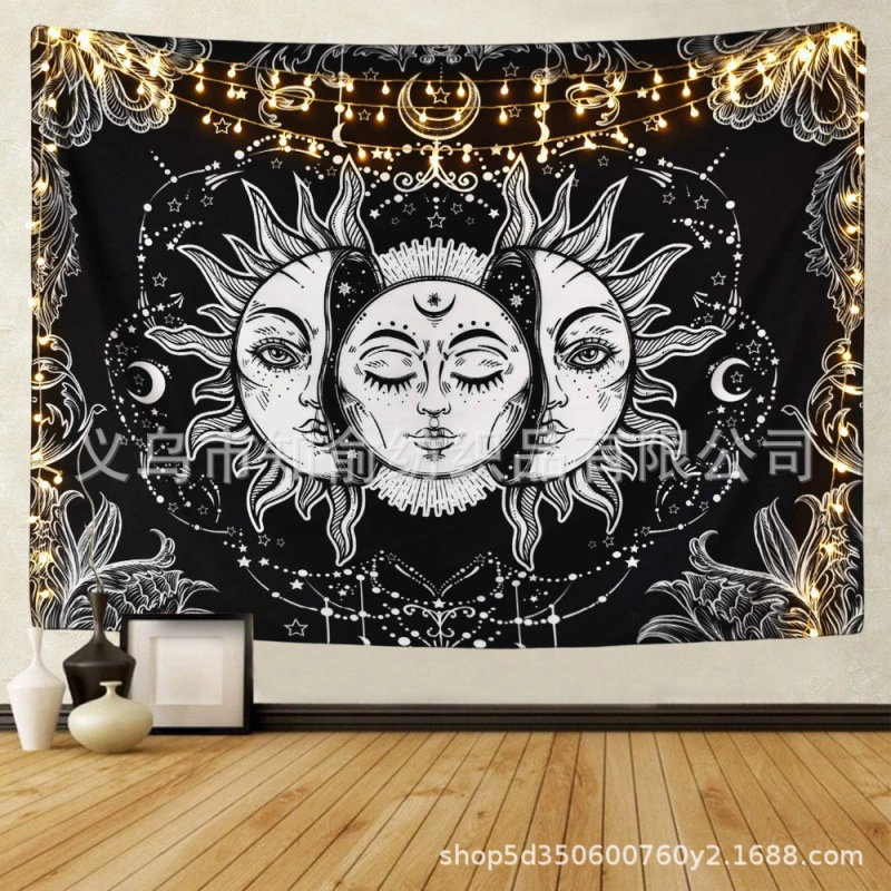Tapestry solar-powered wall hanging, 95×73–180×230 cm sizes, lightweight decorative cloth with LED lights