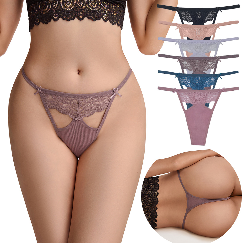 European and American Plus-Size Women's Thongs, Sexy Lace Thongs for Export, Cross-Border Women's T-Back/Thong Wholesale