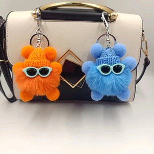 Wholesale imitation wool small briquettes pendant cute cartoon plush bag pendant cool fashion car keychain mobile phone accessories