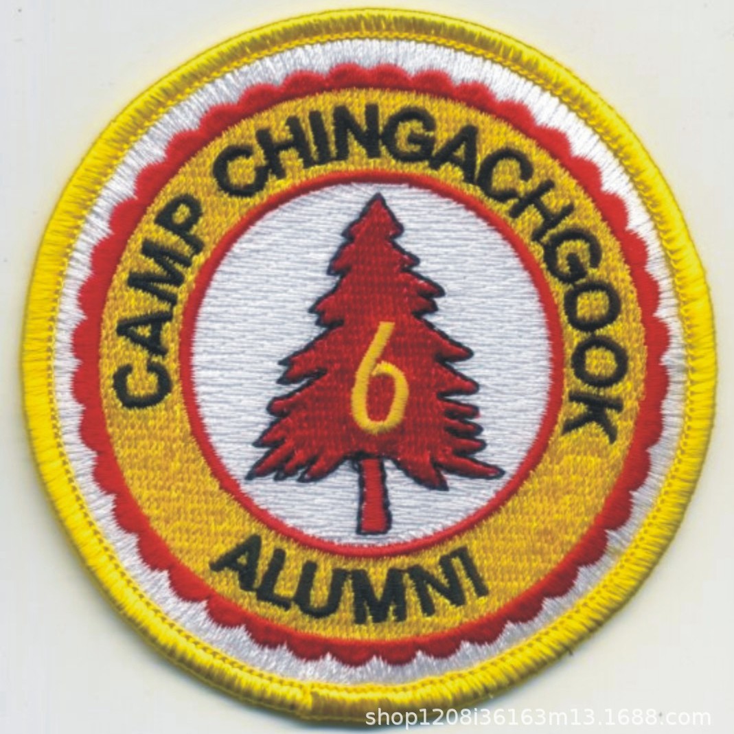 服装辅料厂家商标  绣花章3.5英寸 100%绣软胶绣花章免费设计