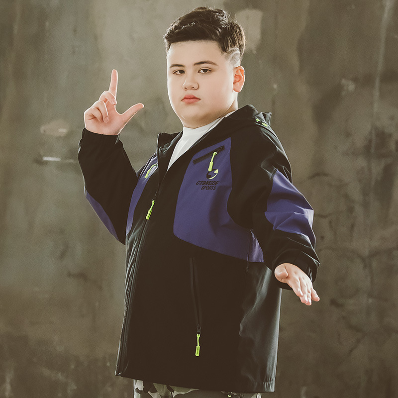 (2개) 남자 큰 어린이 코트 봄과 가을 2023 새로운 가을 통통한 어린이 착용 소년 플러스 팻 플러스 오버 사이즈 재킷 루즈 탑
