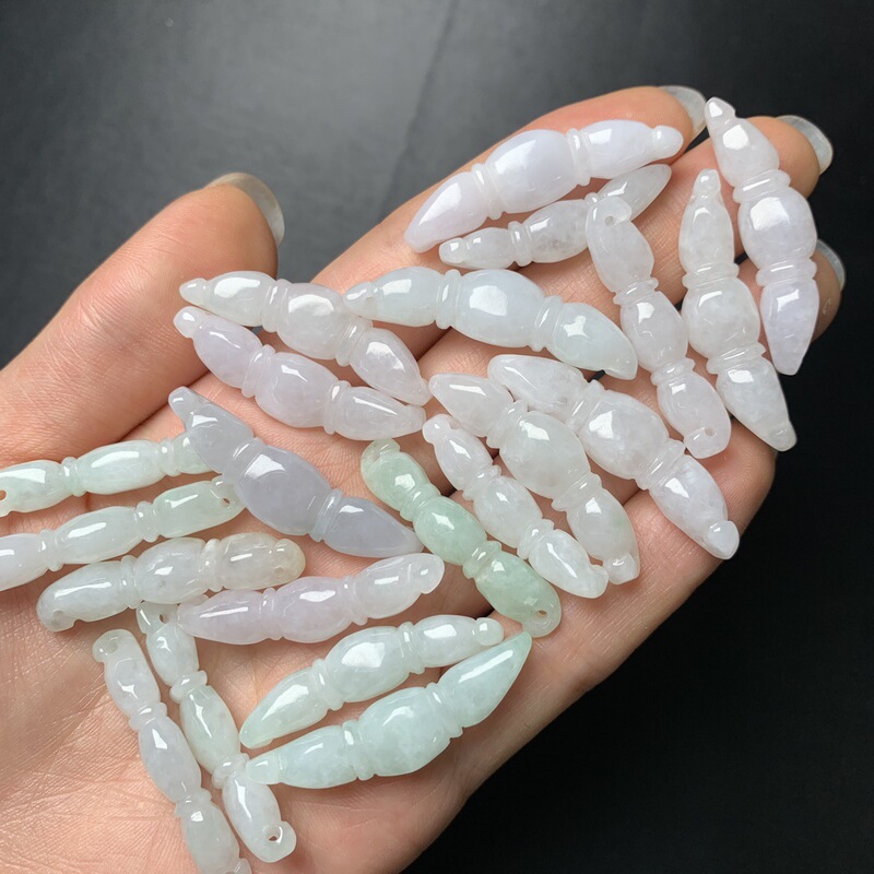 Myanmar jade a lotus root pendant female pendant DIY hand-woven accessories bracelet jewelry jade wholesale