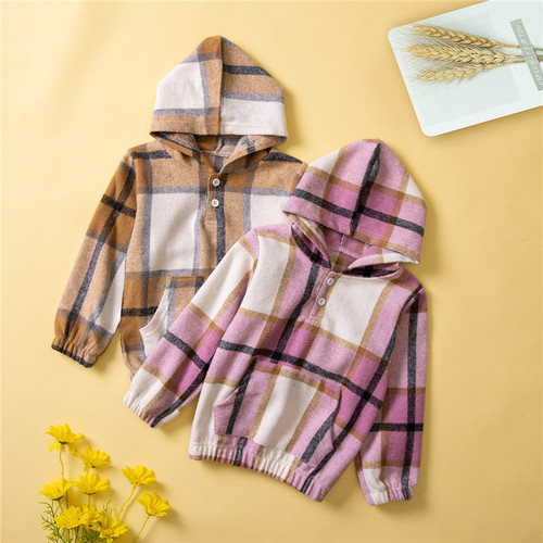 Samgamibaby Korean Fall Wear Unisex Kids Fashion Plaid Hoodie New Kids Color-block Hooded Sweatshirt
