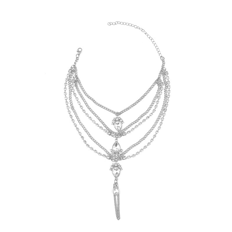Fashion Water Droplets Alloy Plating Rhinestones Anklet
