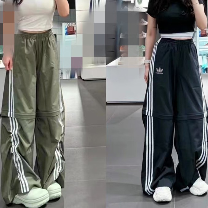 夏織り男女兼用スポーツツイストパンツワイドレッグ取り外し可能なストレートロングパンツJM9256|undefined