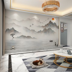壁装材新中国風 3D 立体万里江山テレビ背景壁画リビングルーム壁装材シームレスなベルベット壁画