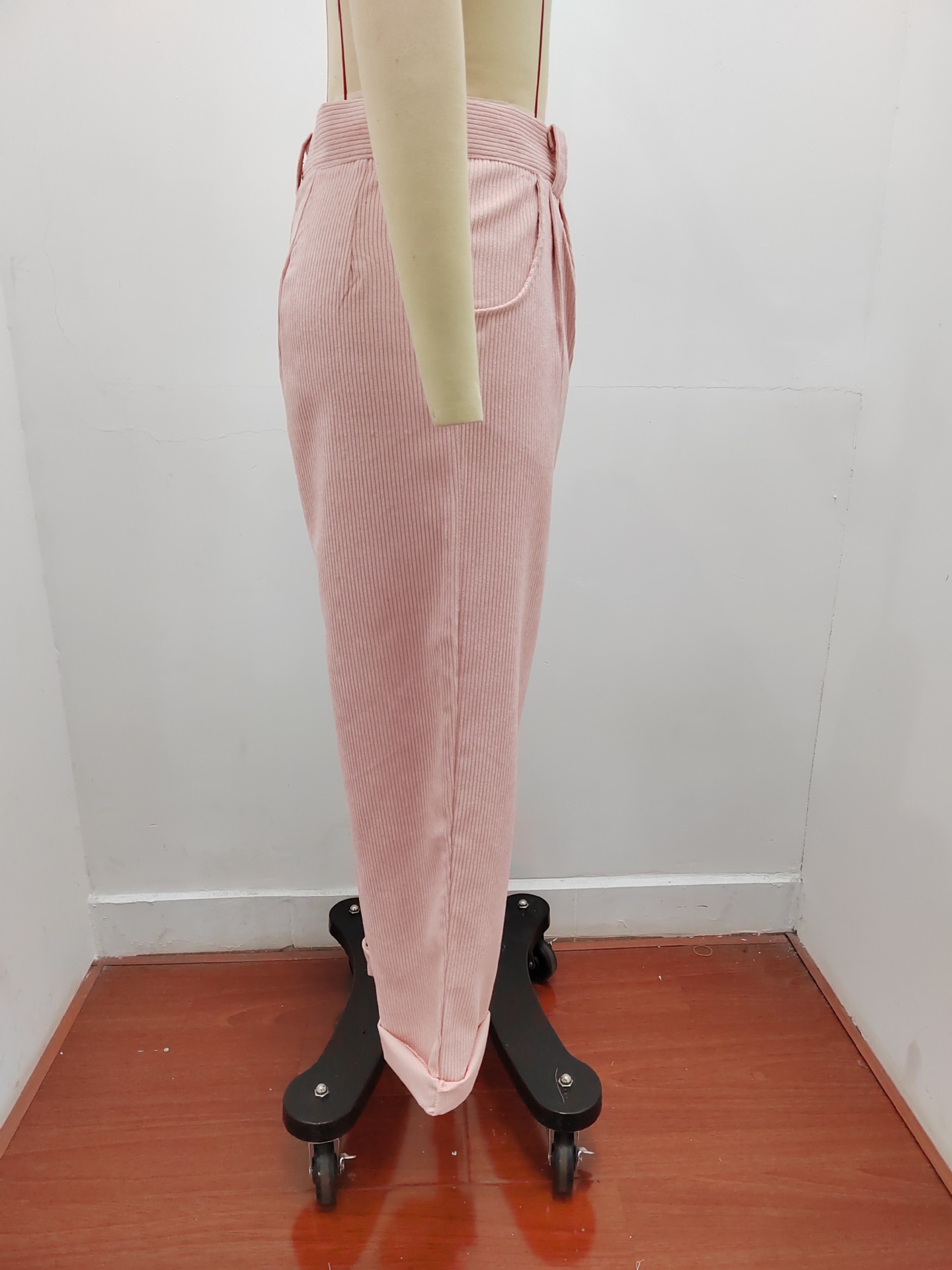 Women's Clothing Women's High Waist Casual Pants Autumn Solid Color Corduroy Loose Straight Pants Style For Formal & Casual For Women_ecoleips.com