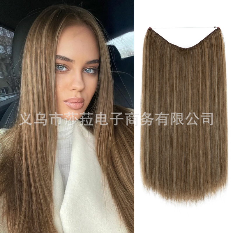 速卖通热卖一片式无痕接发假发片欧美热卖卡子发渔线发帘假发女|undefined