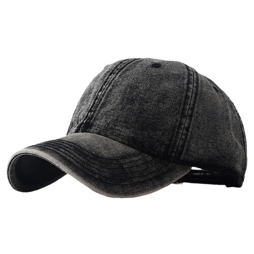 Fashionable unisex denim hat, solid color, retro washed baseball cap for men, high-end Korean version, looks face small duckbill hat