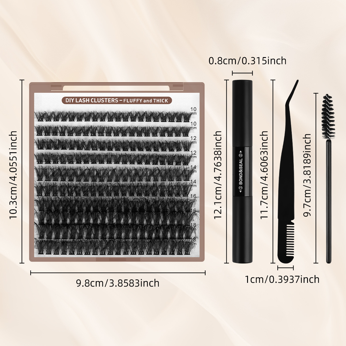 Caja cuadrada marrón, set esponjoso de 60 piezas.