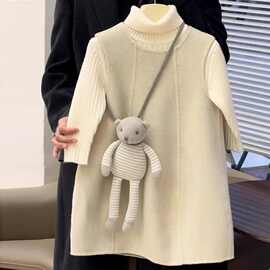黁白女童连衣裙2025秋冬季新款儿童气质呢子背心裙洋气韩系高级感