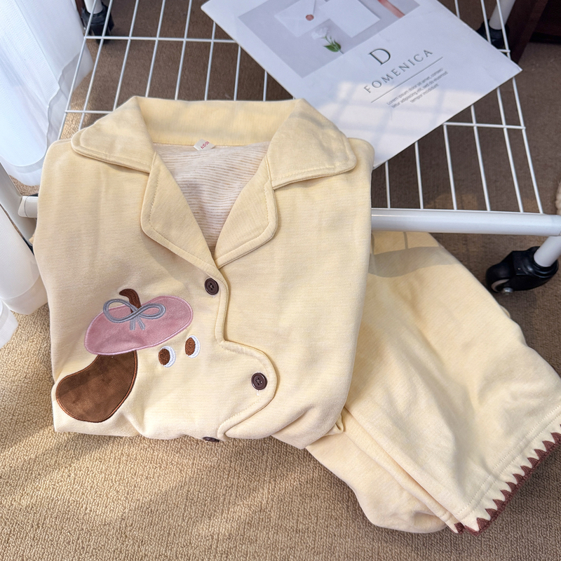 Winter Pajamas Autumn Women's 2025 New Cartoon Puppy Soft Waxy Velvet Warm Cute Style Milk Velvet Home Clothes