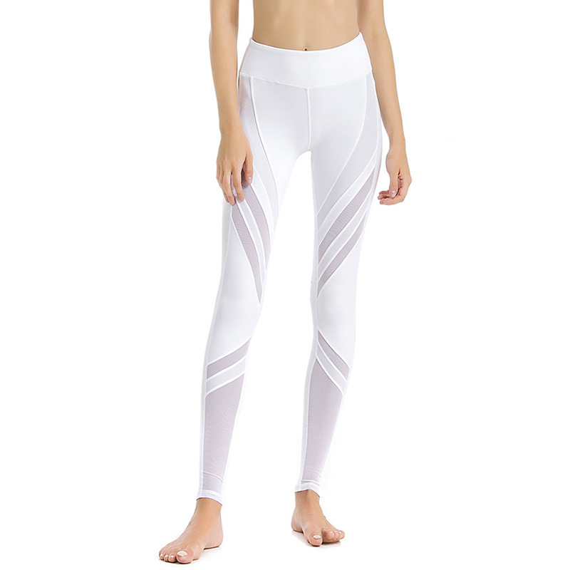 Gauze Stitching Nude Stretch Gym Pants