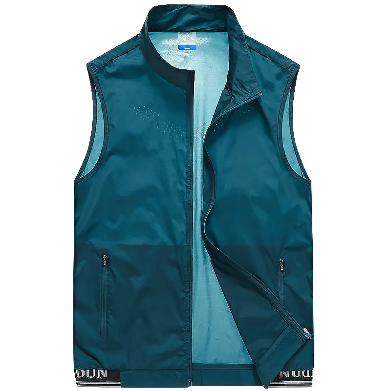 Chaleco de verano para hombre estilo fino deportes al aire libre transpirable de secado rápido chaleco de cuello alto sin mangas ropa de piel casual de moda suelta