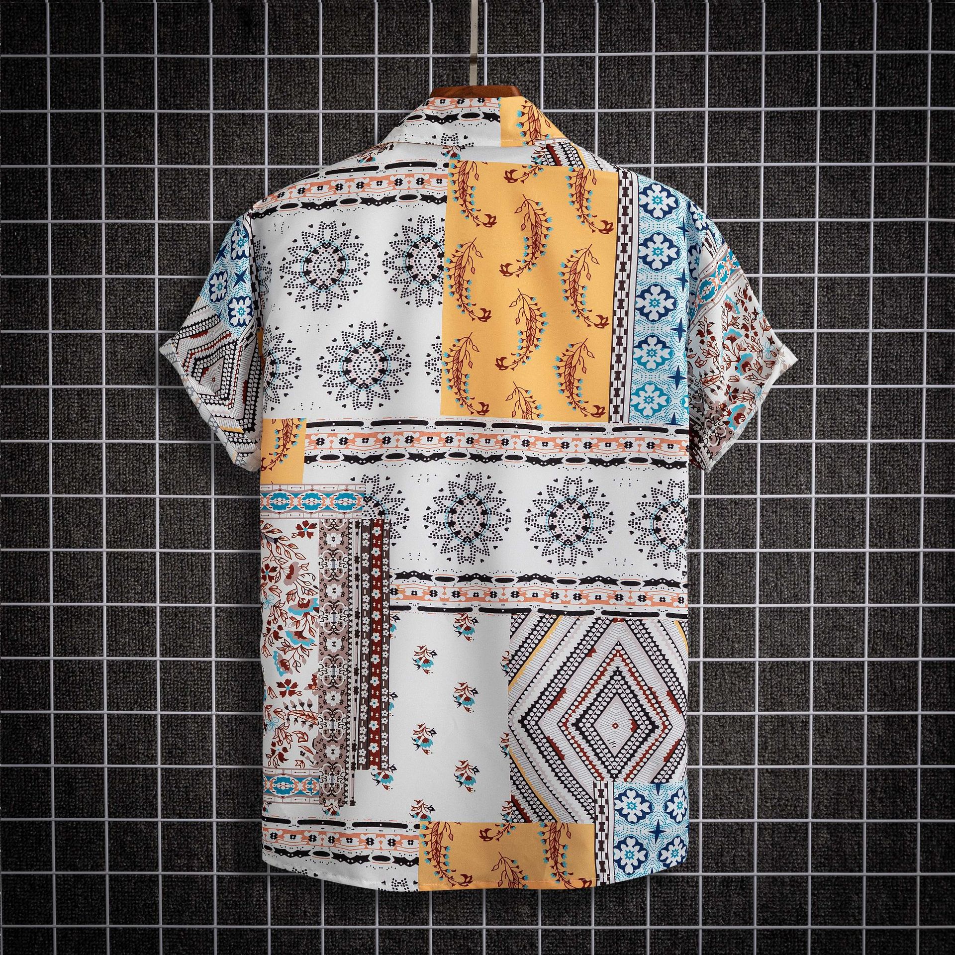 Camicia da uomo a maniche corte stile Paisley, vestibilità casual, non posizionabile_voghion.com