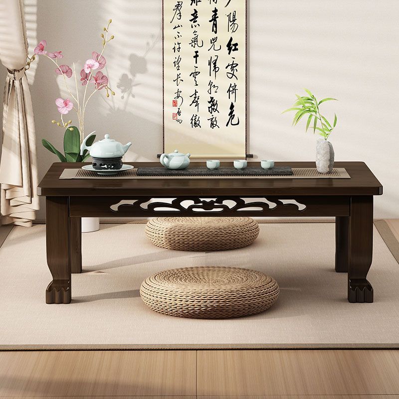 Mesa de té de tatami ventana flotante mesa de té de madera no sólida mesa de té para el hogar mesa baja para aprender a comer en la cama
