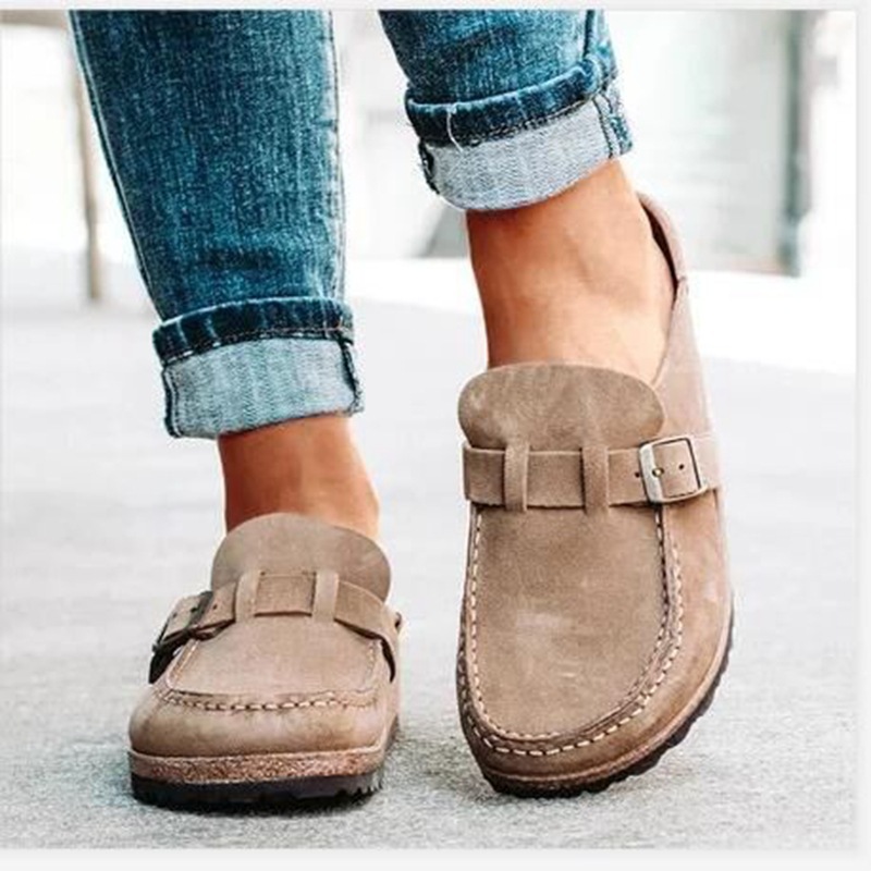 2021 Cross-Border Fashion Plus-Size Sandals for Women, Closed-Toe Design, Outwear Style with Belt Buckle—Available in Size 34.5, Year-Round Stock on Hand.