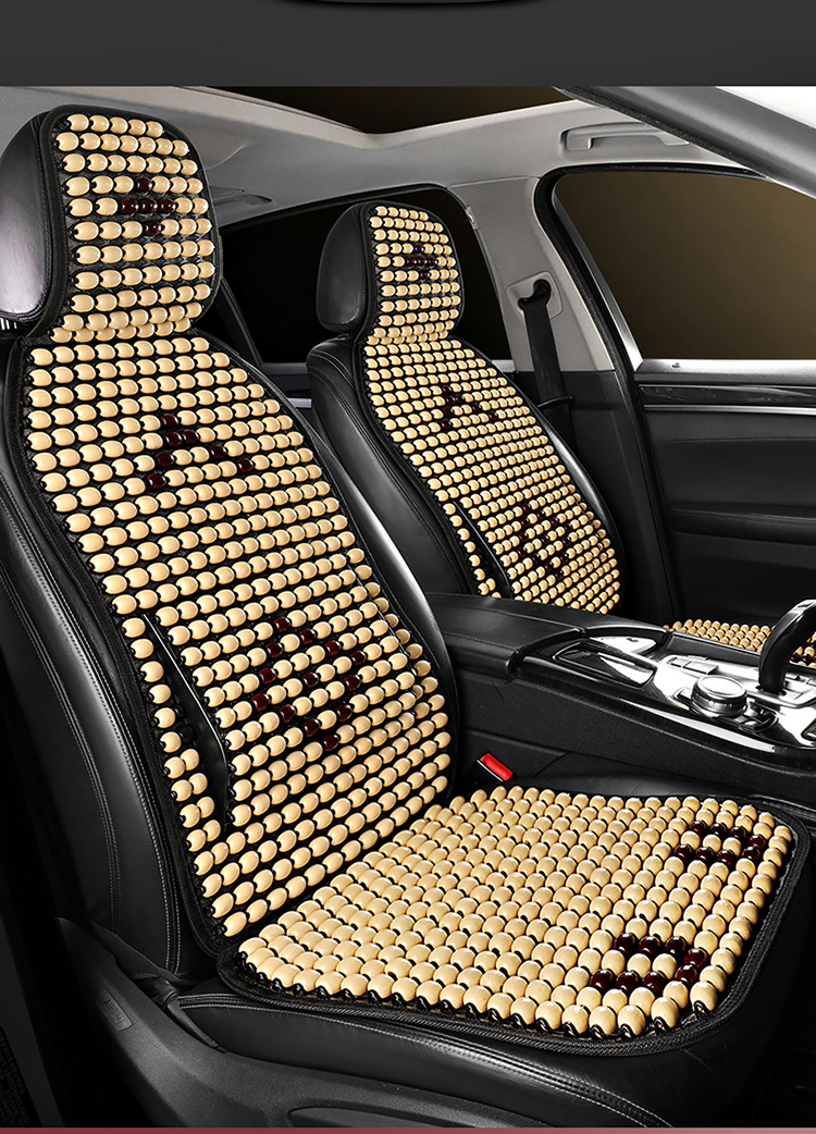 2025 New Summer Wooden Bead Car Seat Cushion with Lumbar Support, Single Seat Car Pad, Breathable Summer Car Cooling Pad