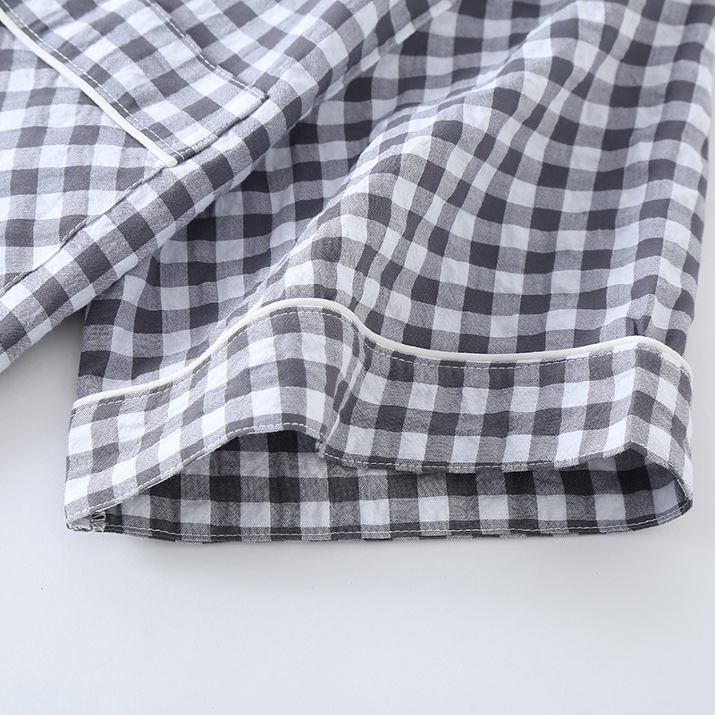 Baumwolle Plaid Design männer Hosen Pyjamas Homewear Anzug für Herbst Dünne Kurzarm Hosen Plaid Homewear Pyjamas Männer – Detail 23