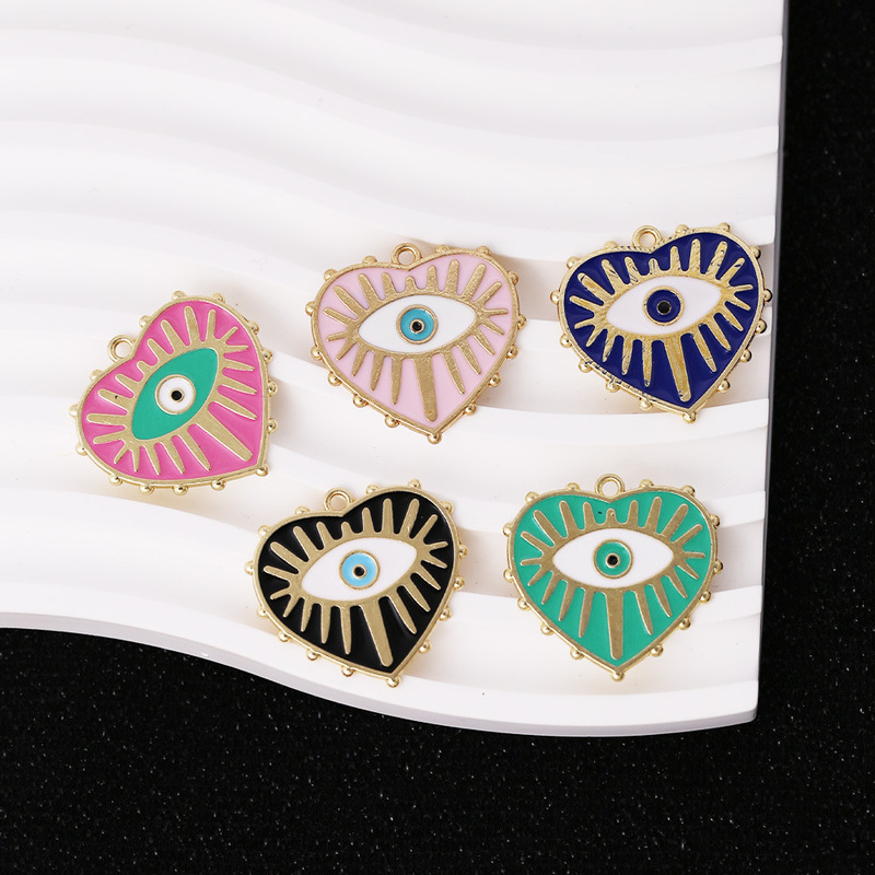 Cross-Border Devil's Eye Pendant Alloy DIY Accessories Necklace Keychain Pendant Eye Oil Dripping Accessories Manufacturer