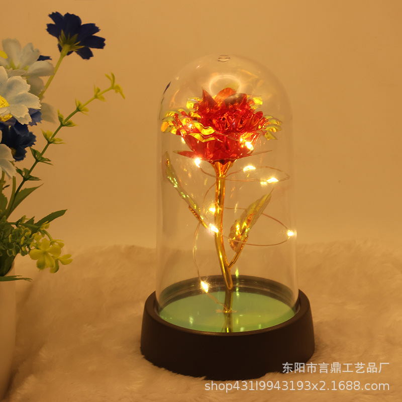 Adornos pequeños de rosas eternas, flores simuladas para regalo de cumpleaños o Navidad