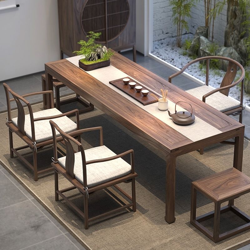 Mesa de té de olmo viejo mesa de té de madera sólida simple silla de ocio taburete cuadrado nuevo estilo chino mesa de té combinación de silla tronco para el hogar
