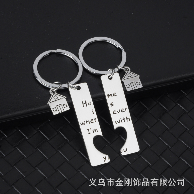 Amazon Hot sale our first home stainless steel titanium steel keychain pendant housewarming new home gift pendant Amazon Hot sale our first home stainless steel titanium steel keychain pendant housewarming new home gift pendant