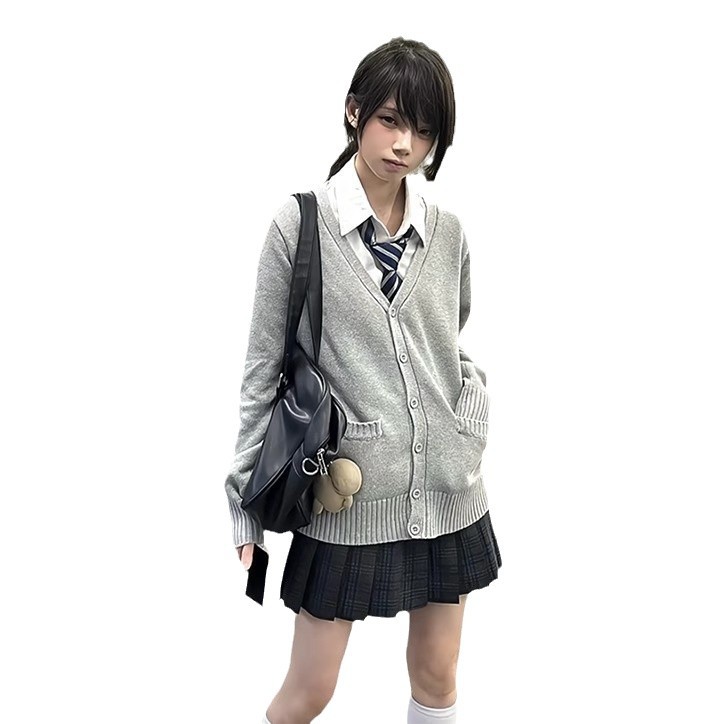 원래 JK 스웨터 유니폼 세트 가을과 겨울 일본 부서 대학 스타일 학교 JK 스웨터 니트 카디건 긴 소매 코트