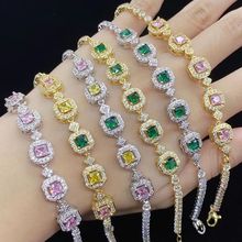 高端网红直播新品热卖仿真彩色碧玺公主方满钻手链女气质时尚手饰