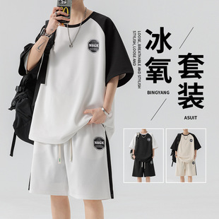 Cross-border Special for 2025 Summer New Fashion Brand Hong Kong Style Loose All-match Youth suit Men's Leisure Sports suit