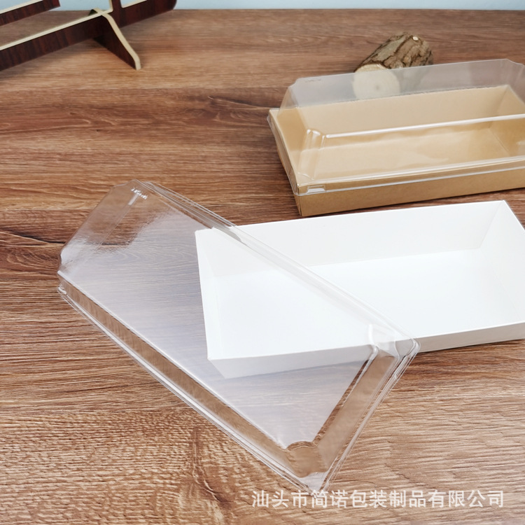 Baking nieve belleza sandwich caja de embalaje desechable papel Tapa Rectangular caja de plástico de papel